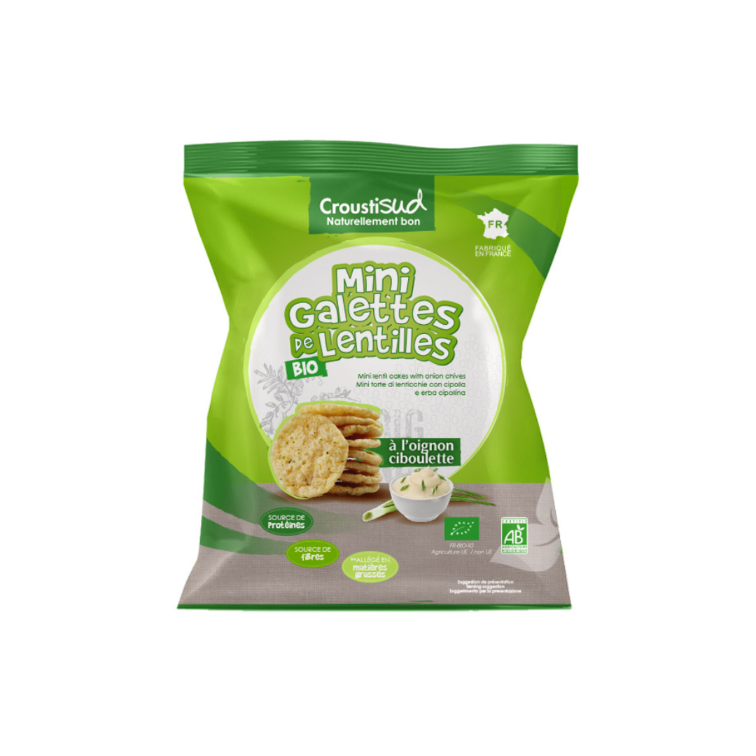 Mini galettes de lentilles oignon et ciboulette bio