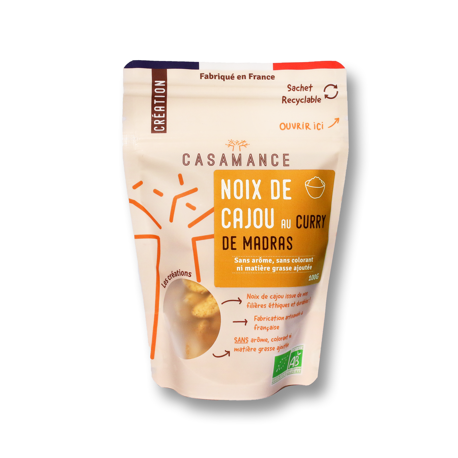 Noix de cajou au curry de Madras bio