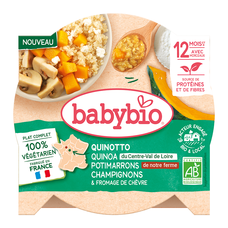 Assiette midi quinotto végétal quinoa, potimarron, champignon & fromage de chèvre (dès 12mois) bio
