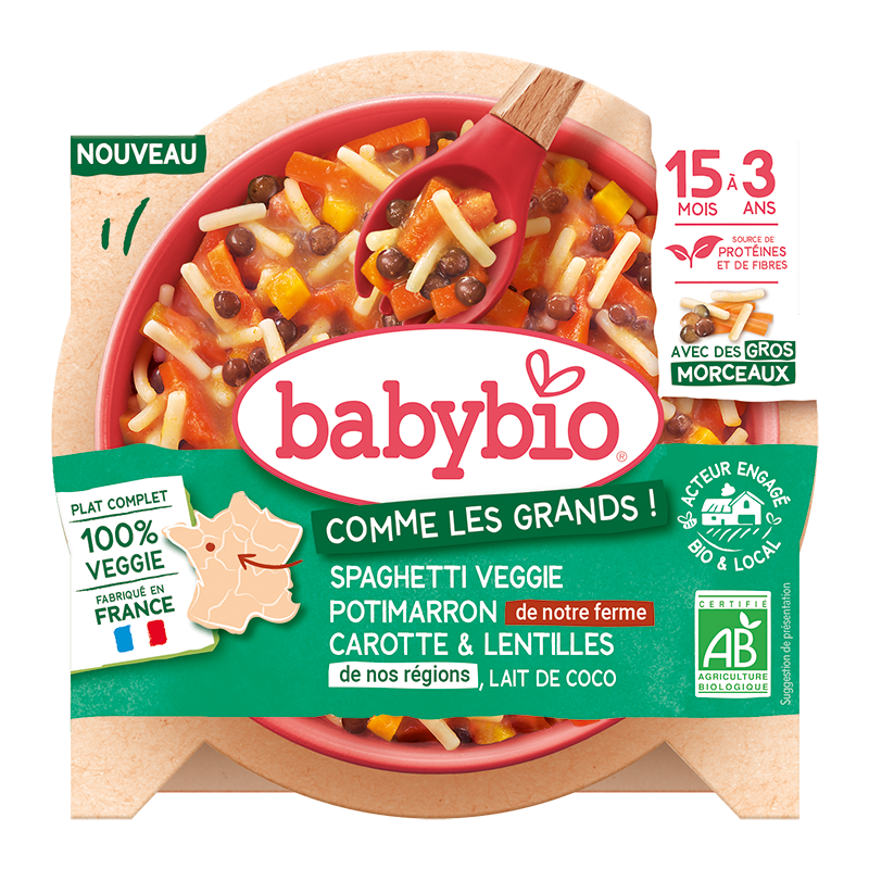 Veggie Spaghetti Potimarron de notre Ferme Carotte & Lentilles de nos Régions Bio (dès 15 mois)