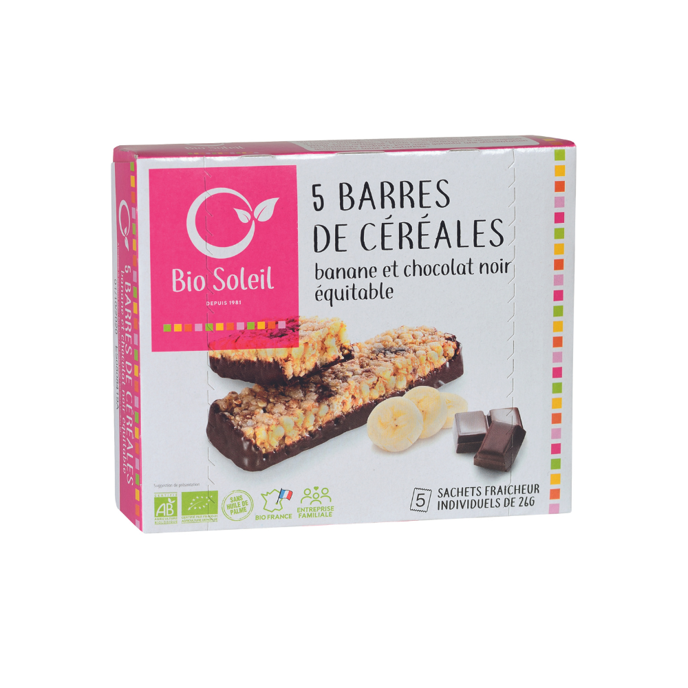 Barres céréales banane chocolat x5 bio