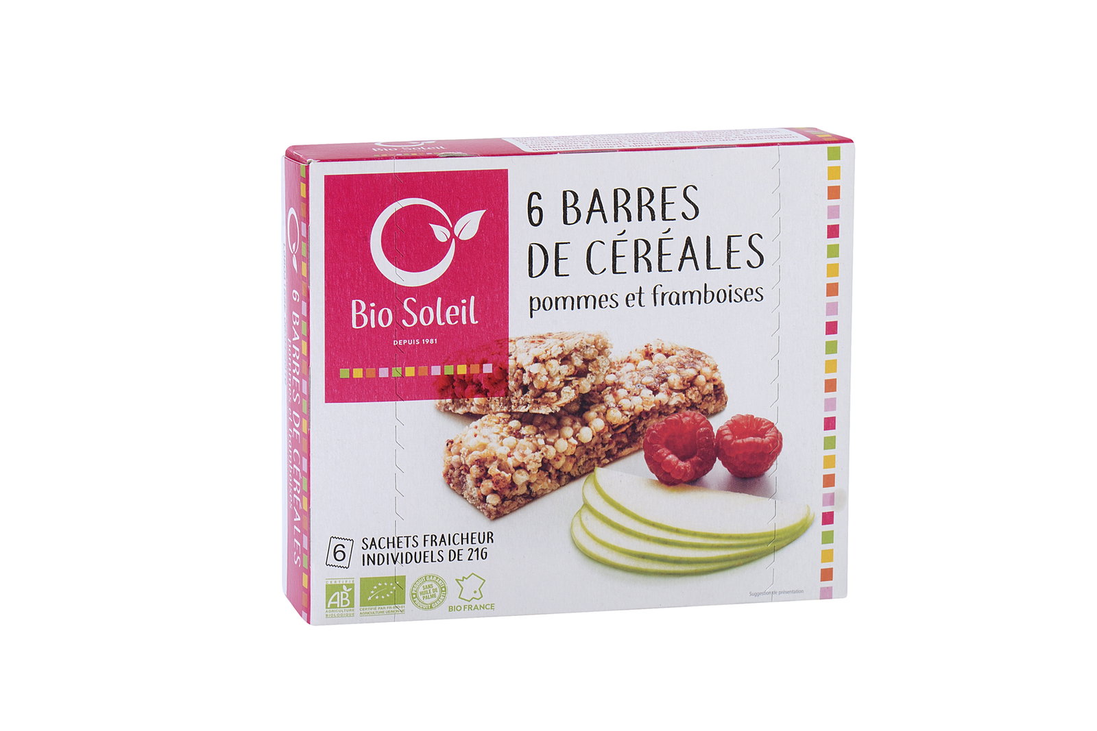 Barres céréales pomme framboise bio