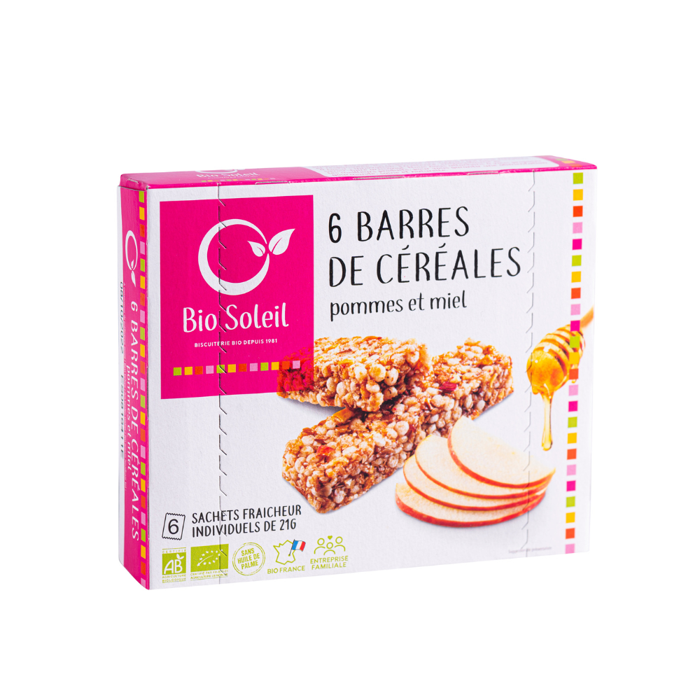 Barres céréales pomme miel x6 bio