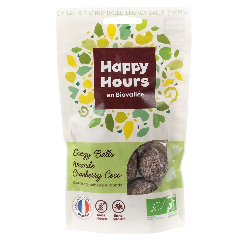 Energy balls amande cranberry coco bio