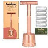 Rasoir de sûreté or rose + socle + 5 lames