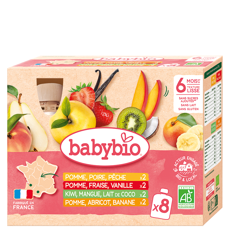 Gourdes fruits multi-parfums bio (dès 6 mois) - 8x90g
