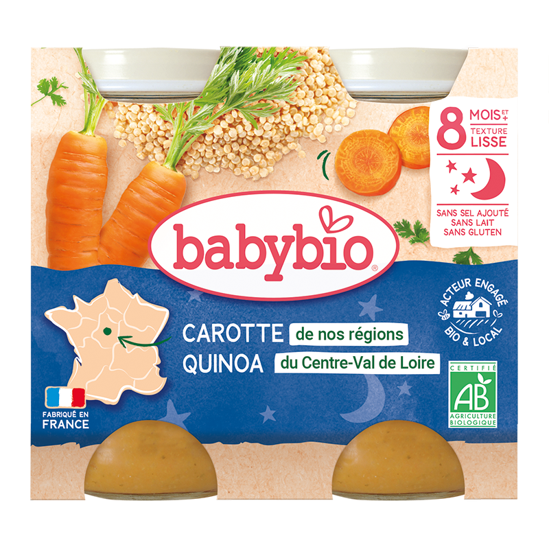 Petits pots soir mouliné de carotte et quinoa bio (dès 8mois) - 2x200g
