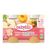 Petits pots pomme abricot céréale bio (dès 4 mois) - 2x130g