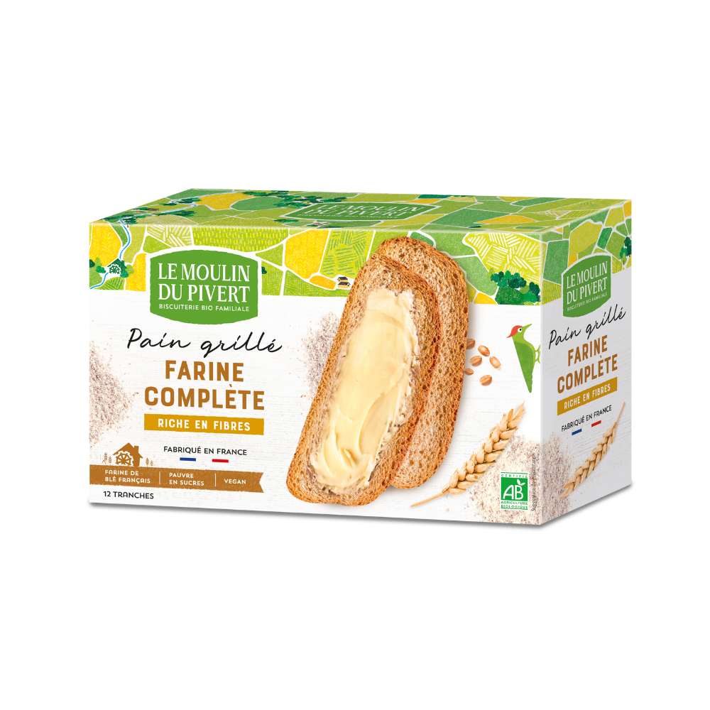 Pain grillé à la farine complète bio