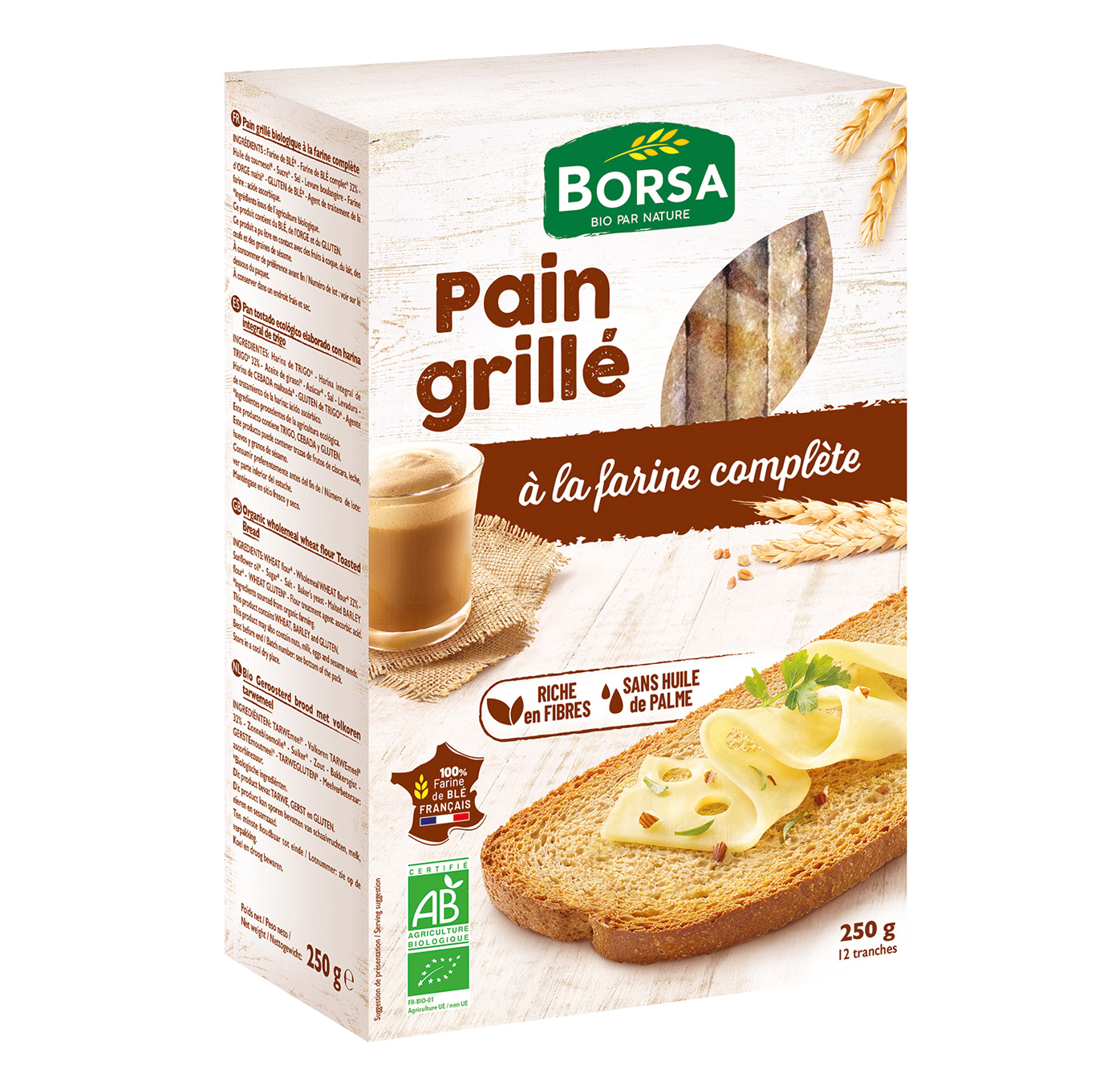 Pains grillés à la farine complète bio