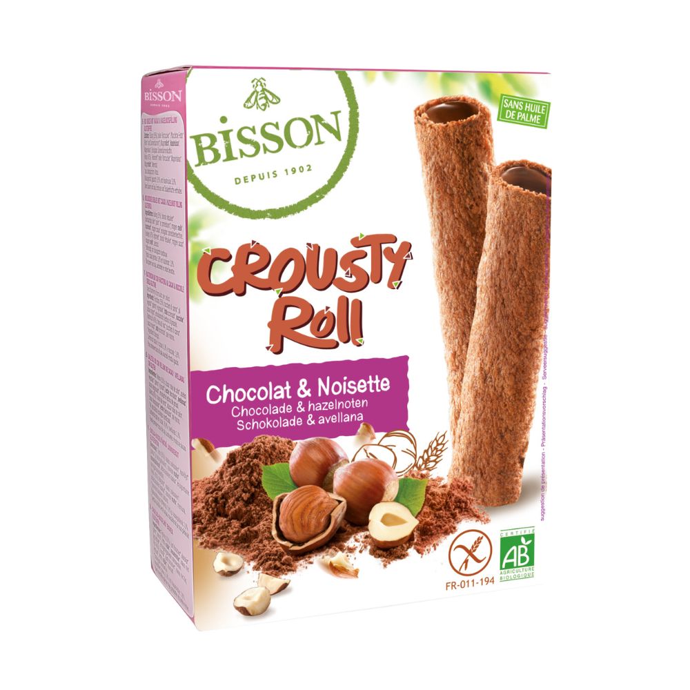 Biscuits fourrés crousty roll chocolat noisettes bio