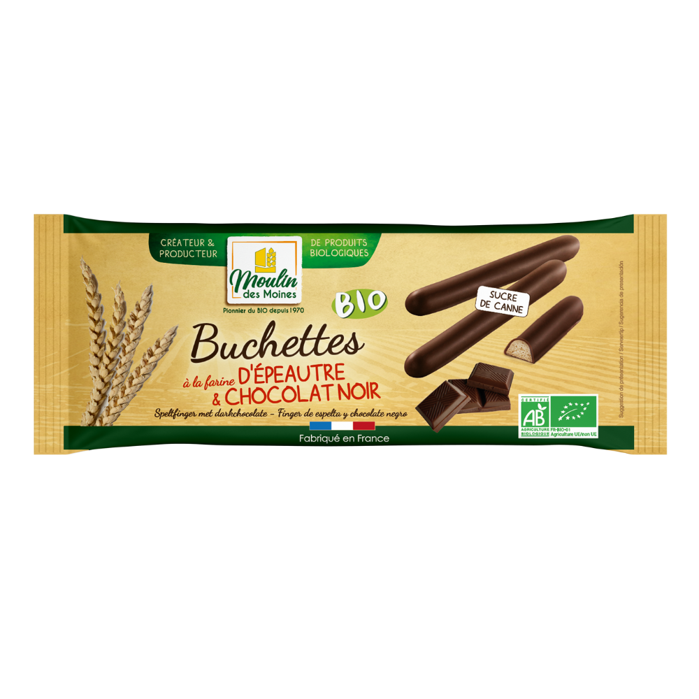 Bâtonnets épeautre au chocolat noir bio