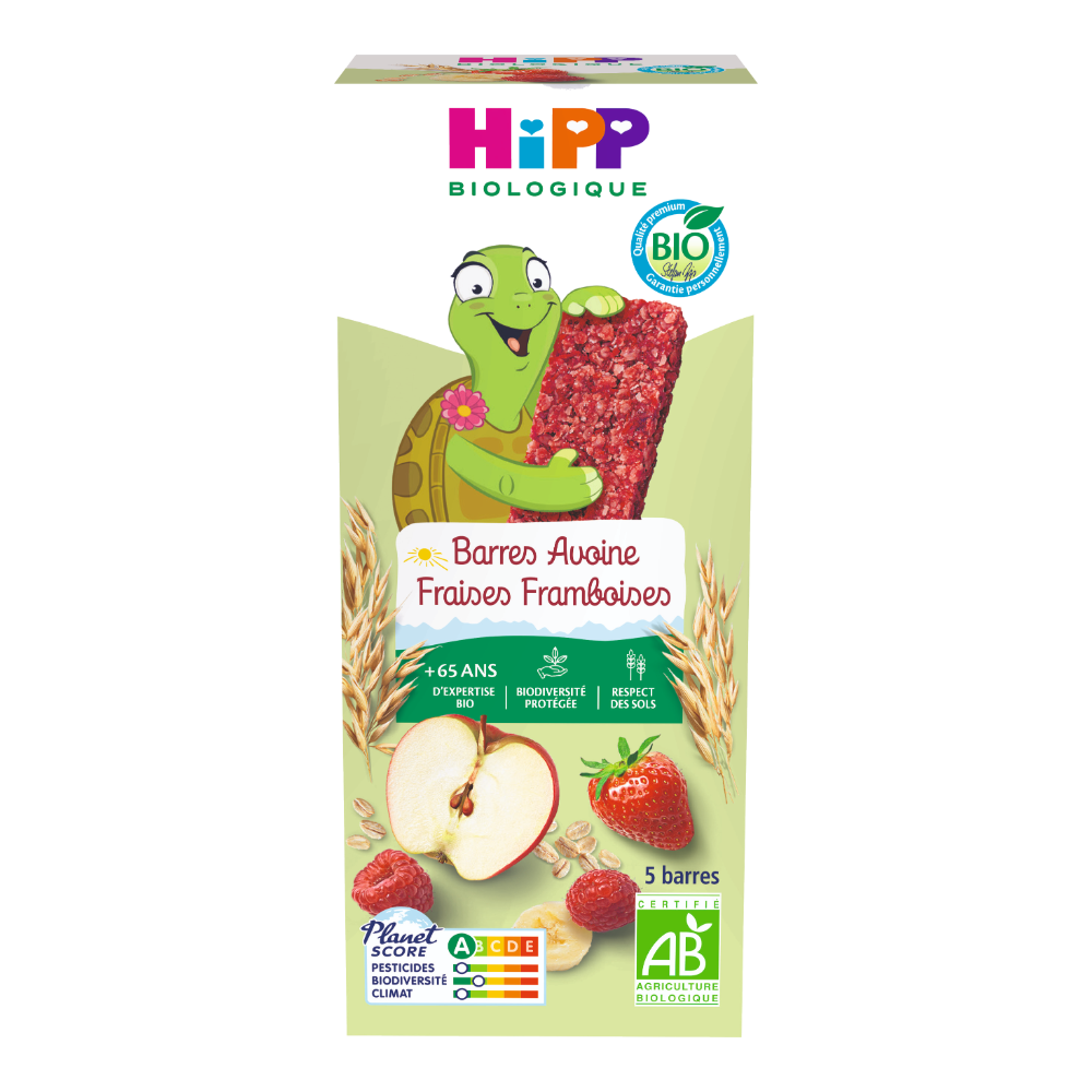 Barres avoine fraise et framboise bio x5 (dès 12 mois)