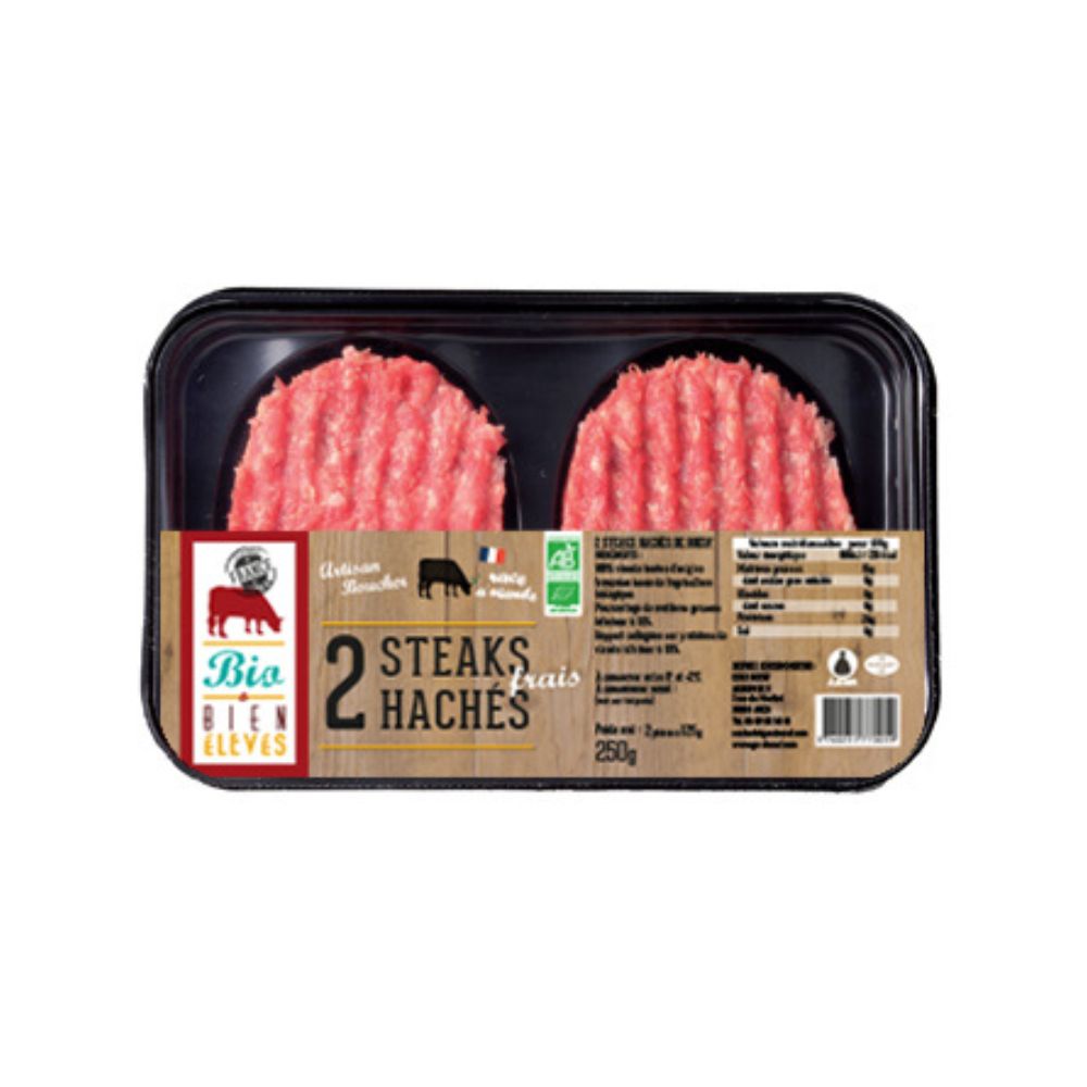Steak haché pur boeuf 15% MG bio x2