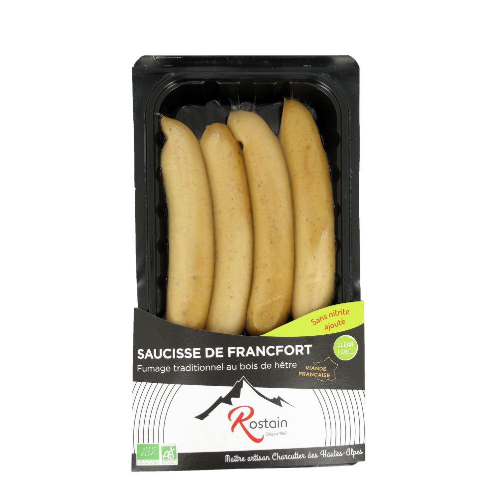 Saucisses de francfort sans nitrites bio x4