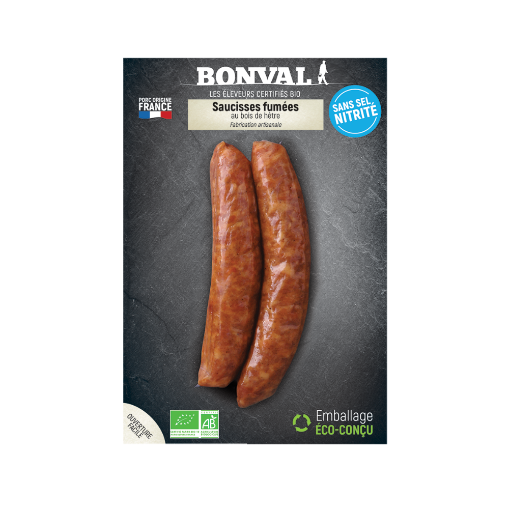 Saucisses sans nitrites fumées bio x 2