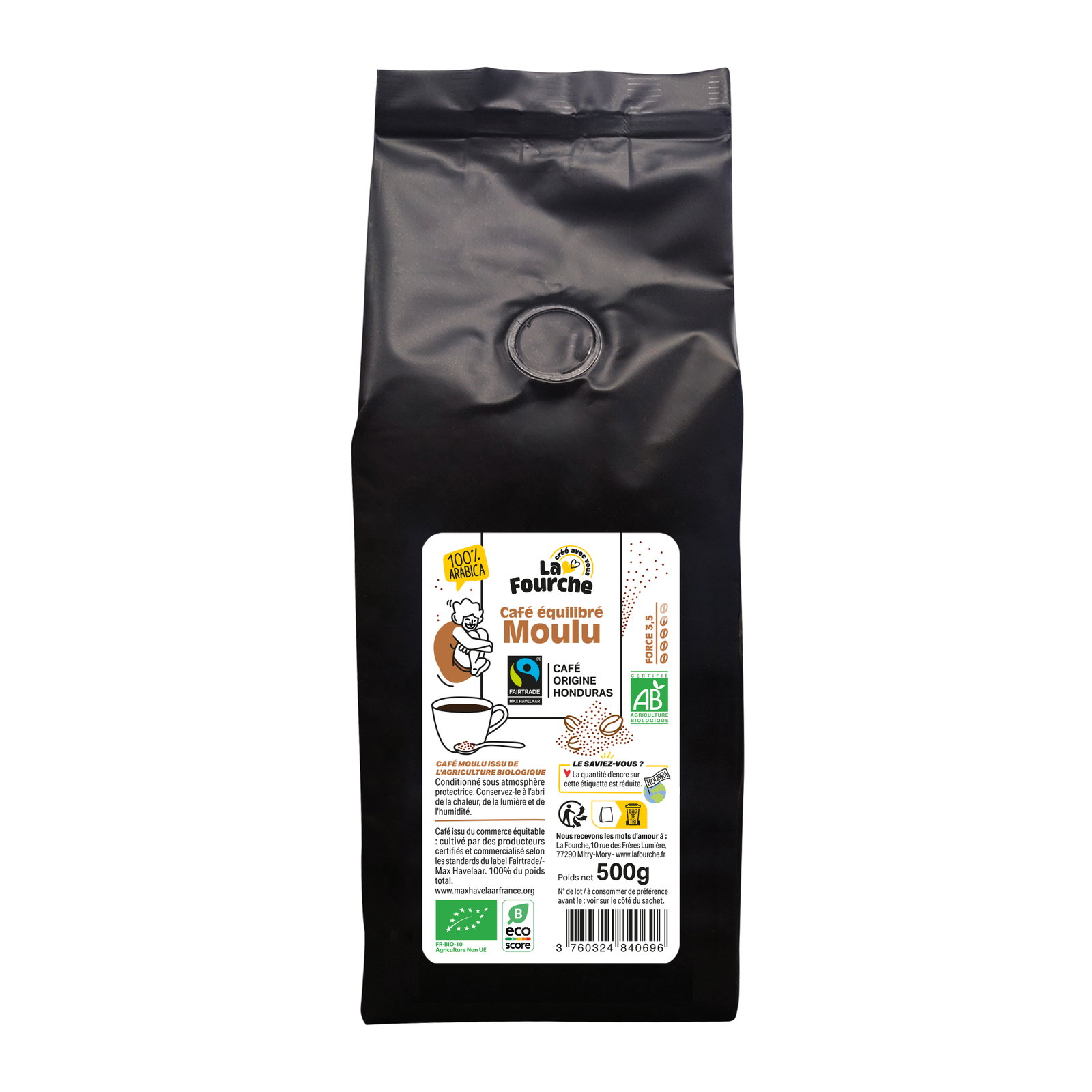 Café moulu équilibré 100% arabica Honduras bio équitable