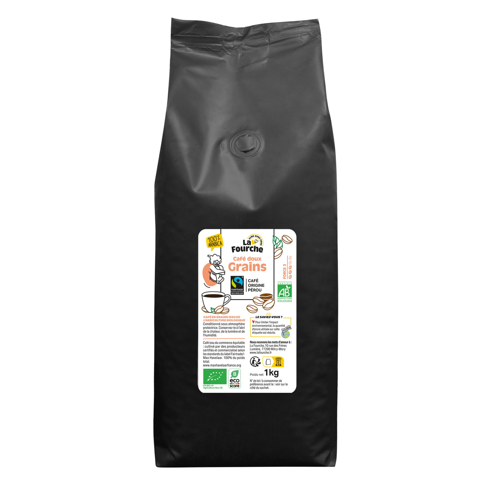 Café grains doux 100% arabica Pérou bio équitable
