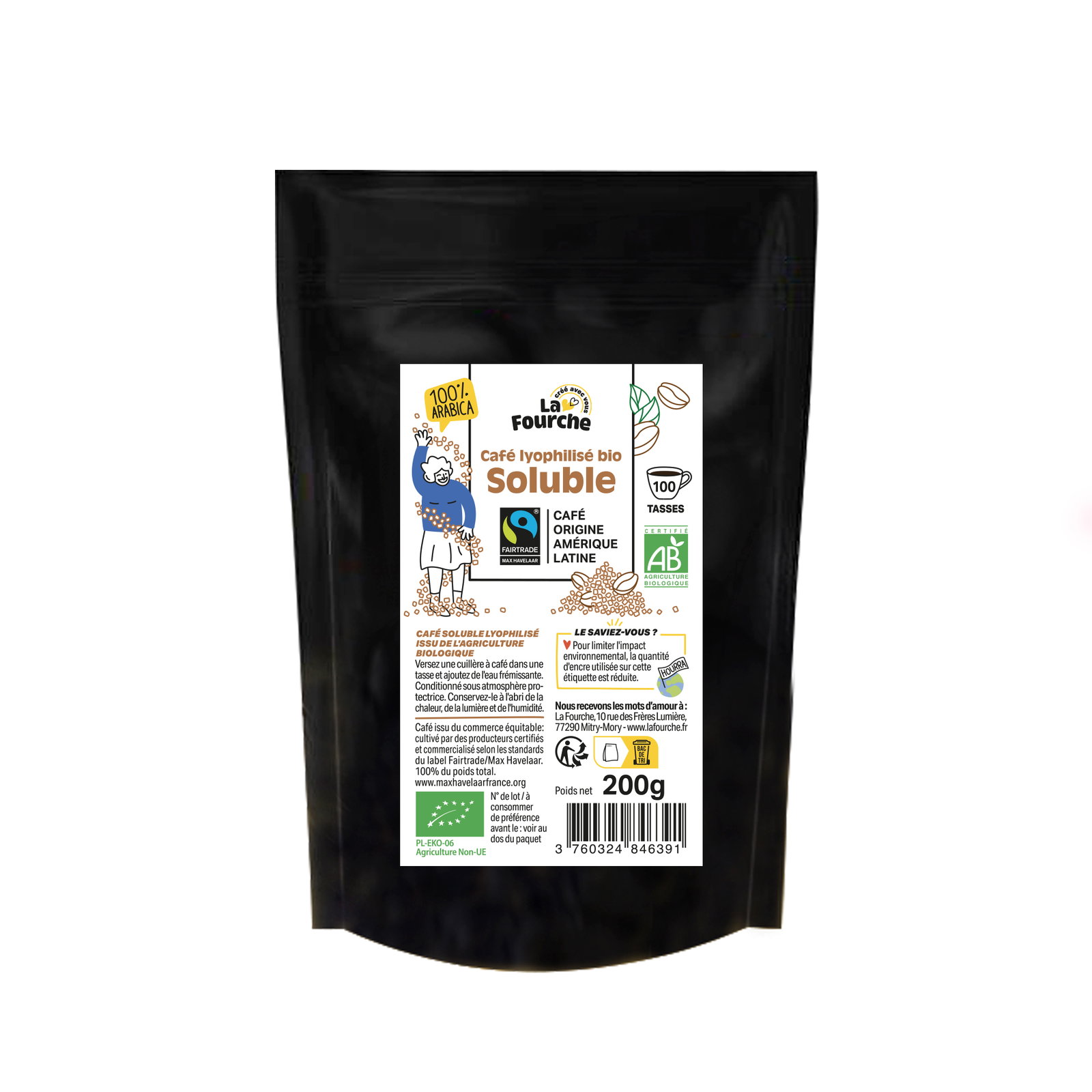 Café soluble lyophilisé bio équitable