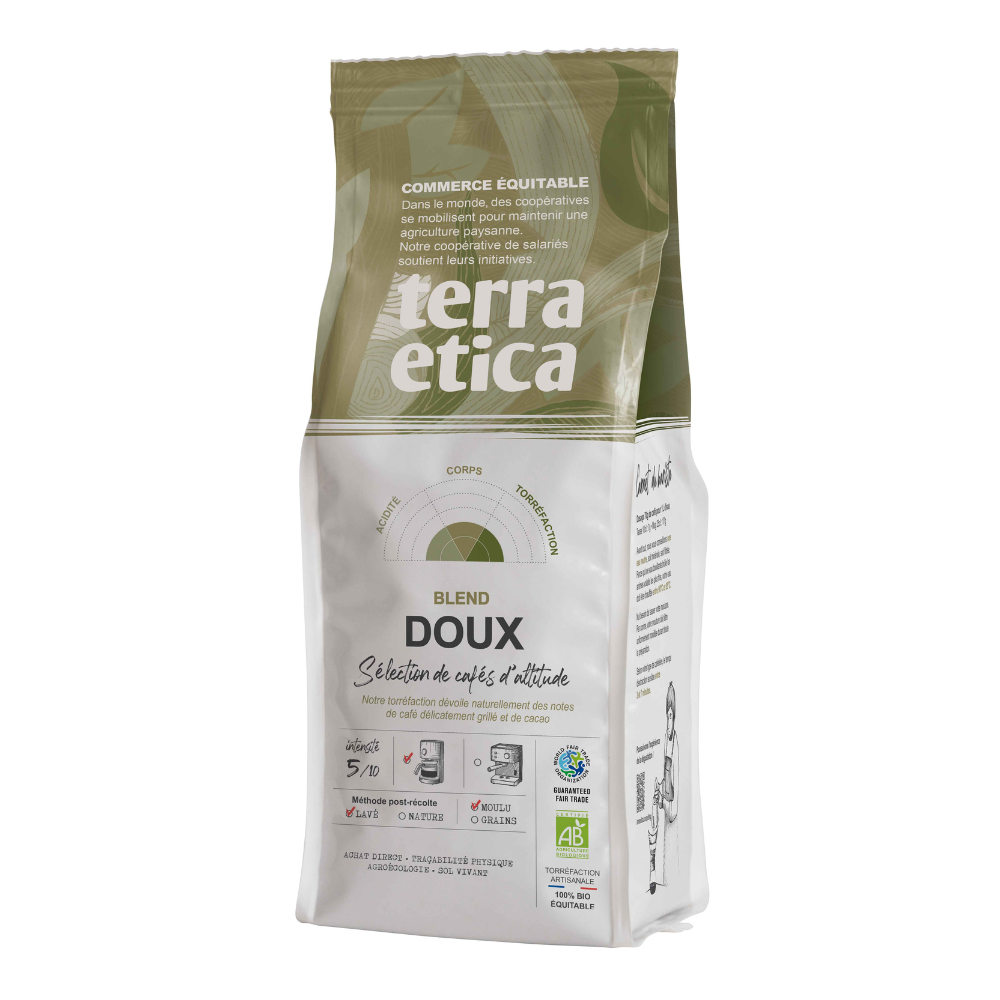 Café moulu doux arabica mélange bio équitable