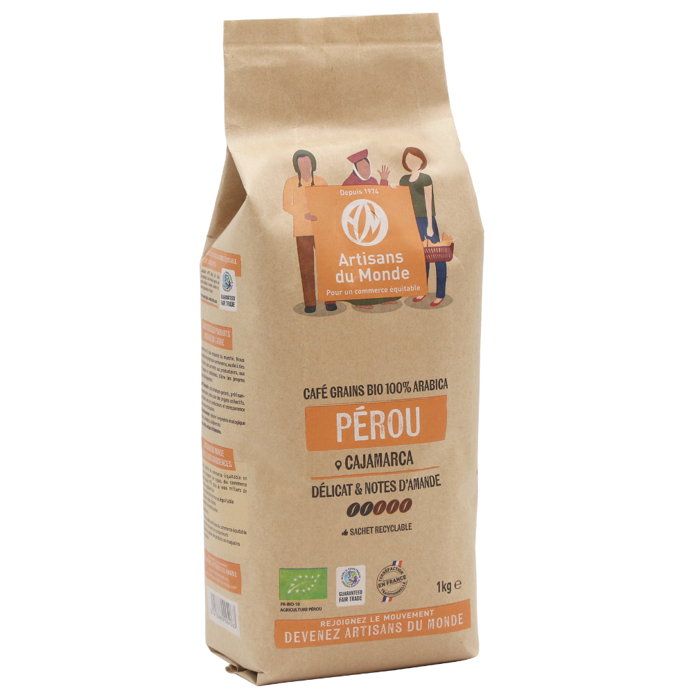 Café grains doux arabica Pérou bio équitable