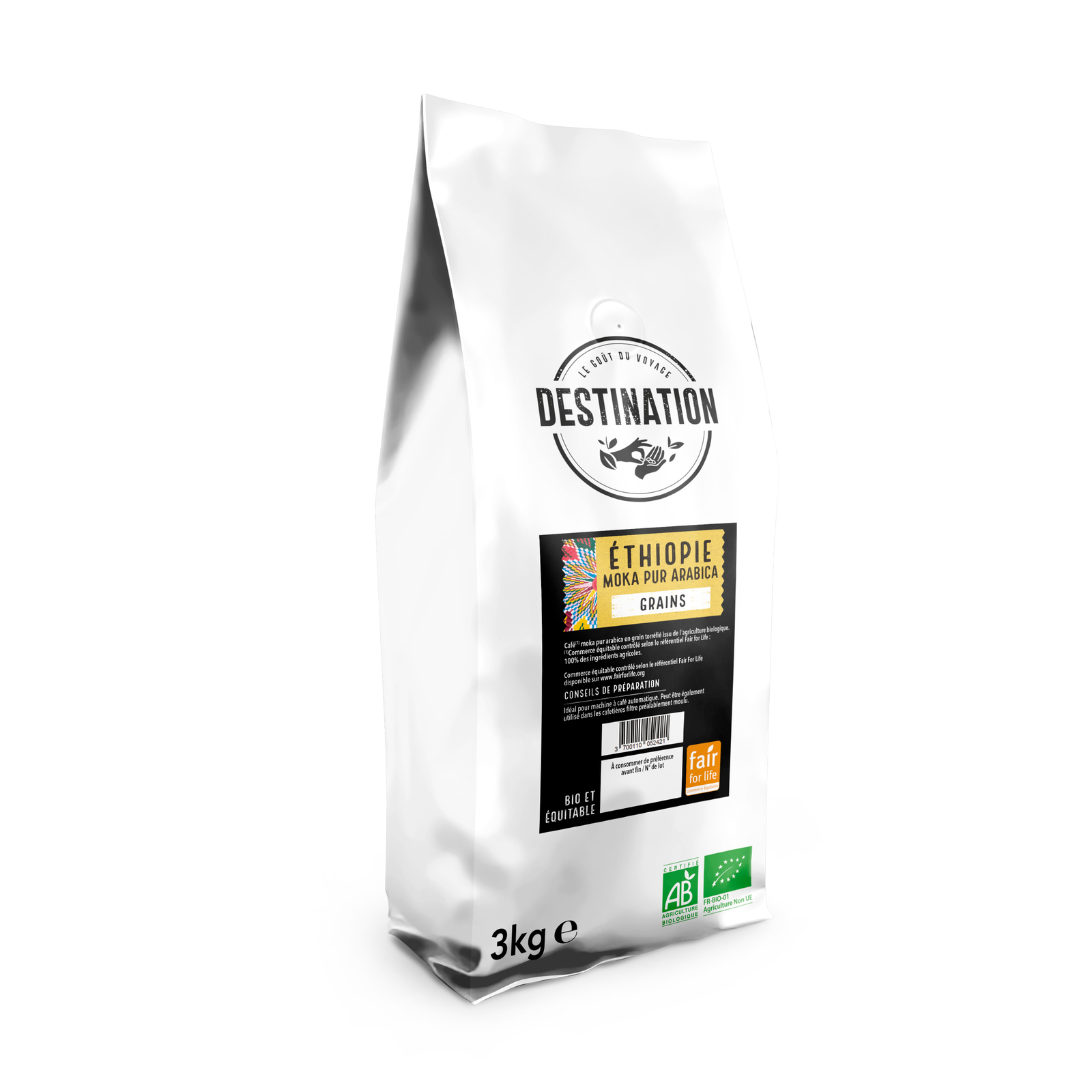 Café grains Moka pur arabica Éthiopie bio équitable