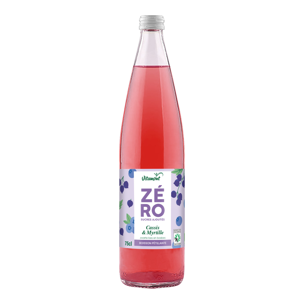 Boisson pétillante cassis myrtille sans sucres ajoutés bio