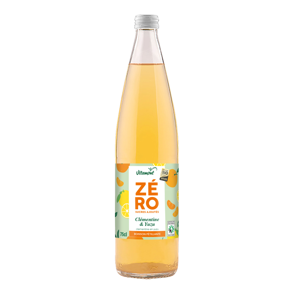 Boisson pétillante clémentine yuzu sans sucres ajoutés bio