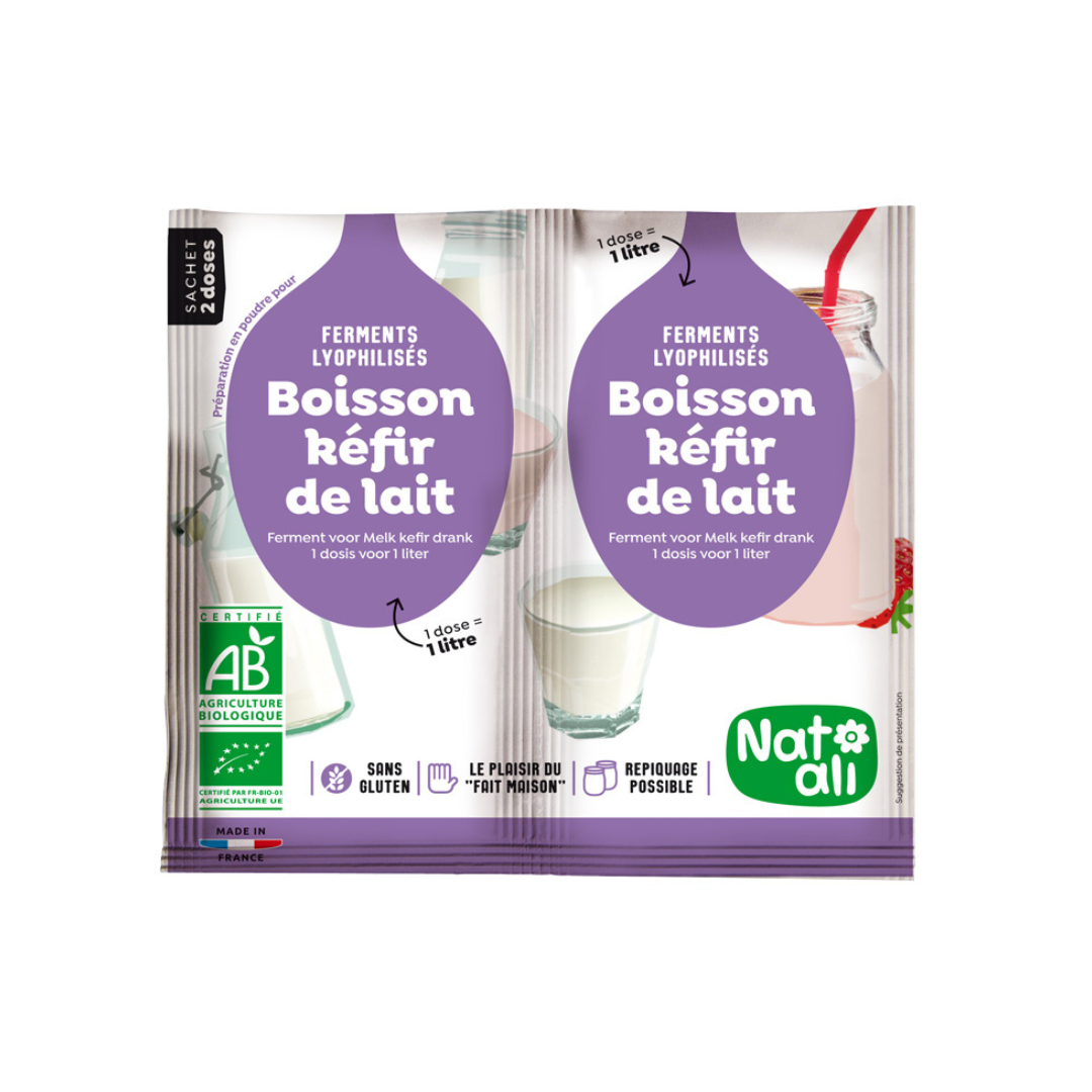 Ferment pour kéfir de lait bio - 2 x 6g