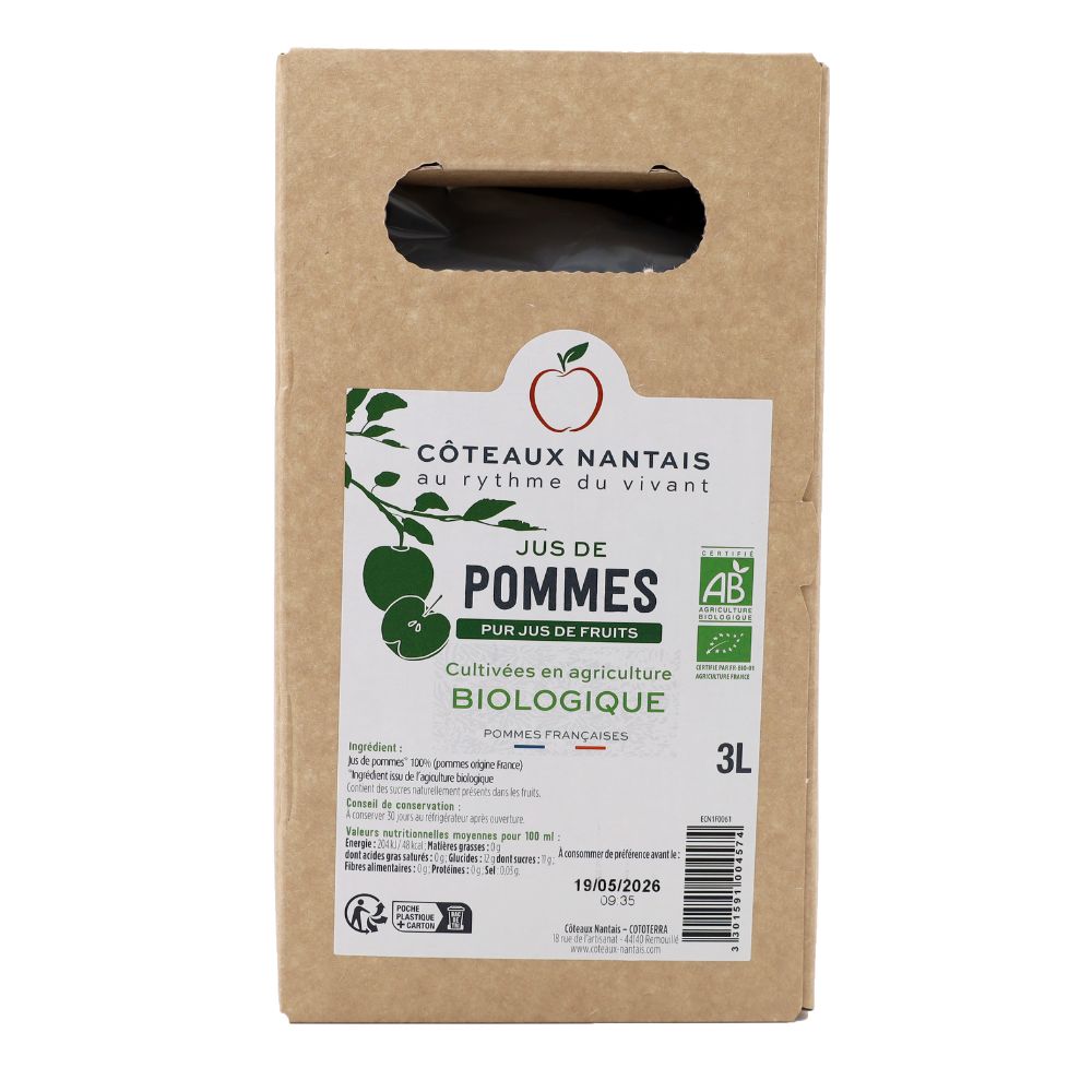 Jus de pomme en bib bio