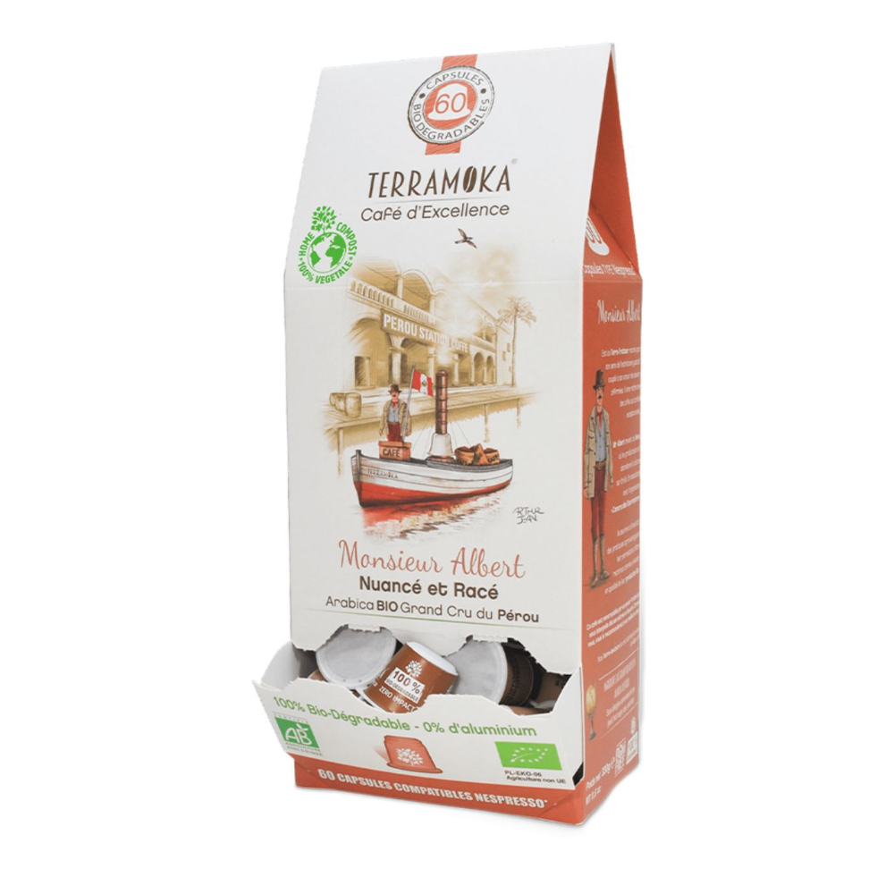 Café capsules OK Home compost équilibré arabica Pérou bio x 60