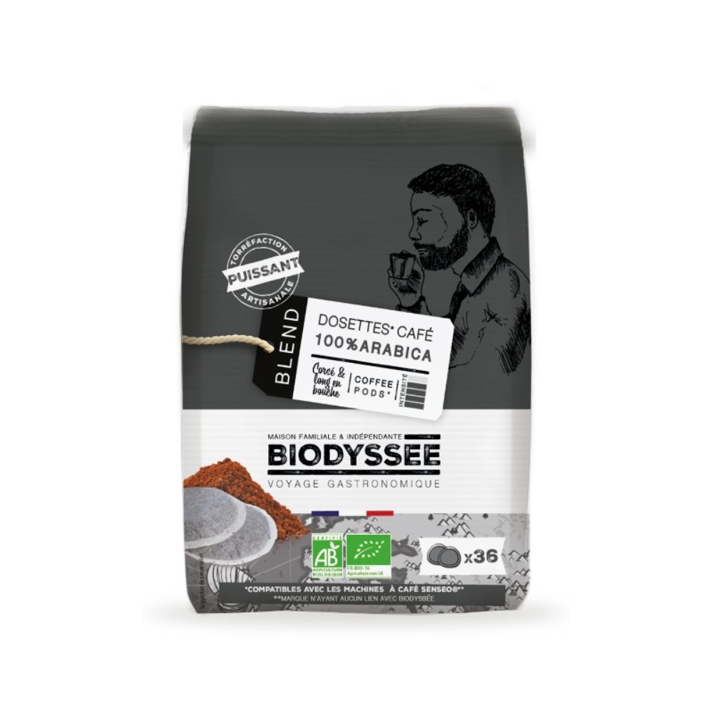Café dosettes corsé arabica bio x 36