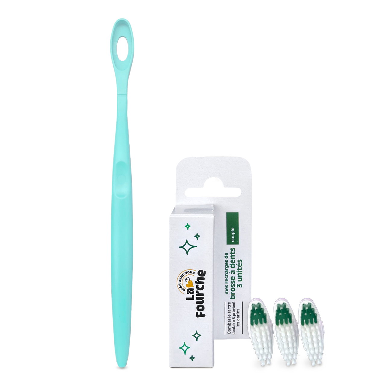 Panier brosse à dents rechargeable souple et manche bleu