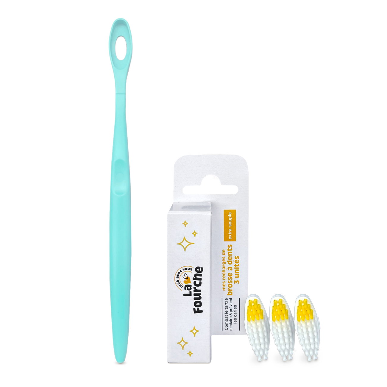 Panier brosse à dents rechargeable extra souple et manche bleu