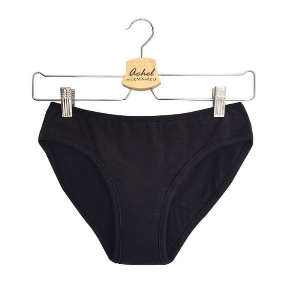 XXS - culotte menstruelle noire en coton bio (12/14 ans)