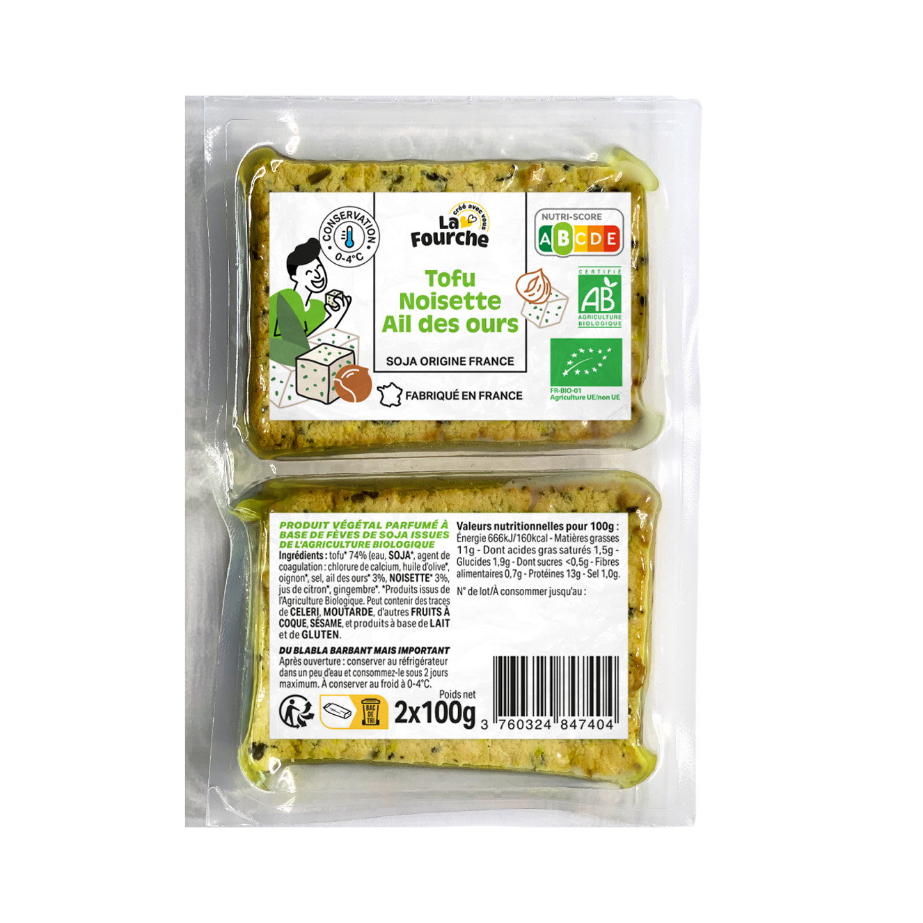 Tofu noisette ail des ours bio - 2x100g