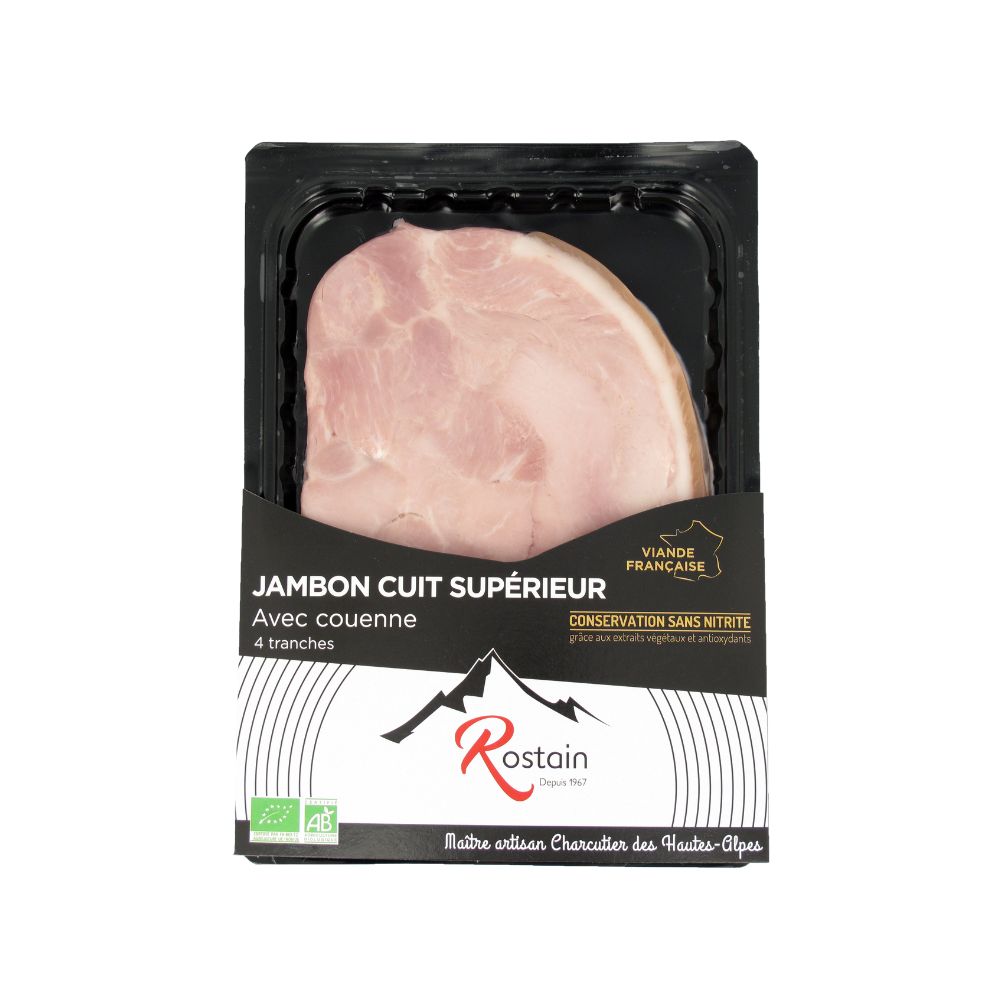 Jambon cuit supérieur sans nitrites bio - 4 tranches
