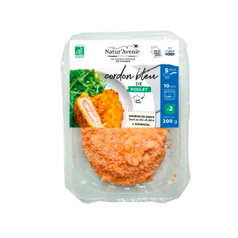 Cordon bleu 100% poulet à l'emmental fondu bio x2