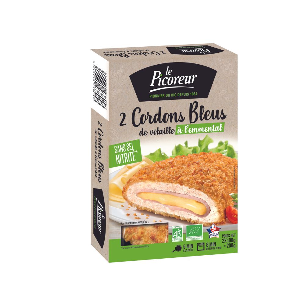 Cordon bleu à l'emmental fondu bio x2