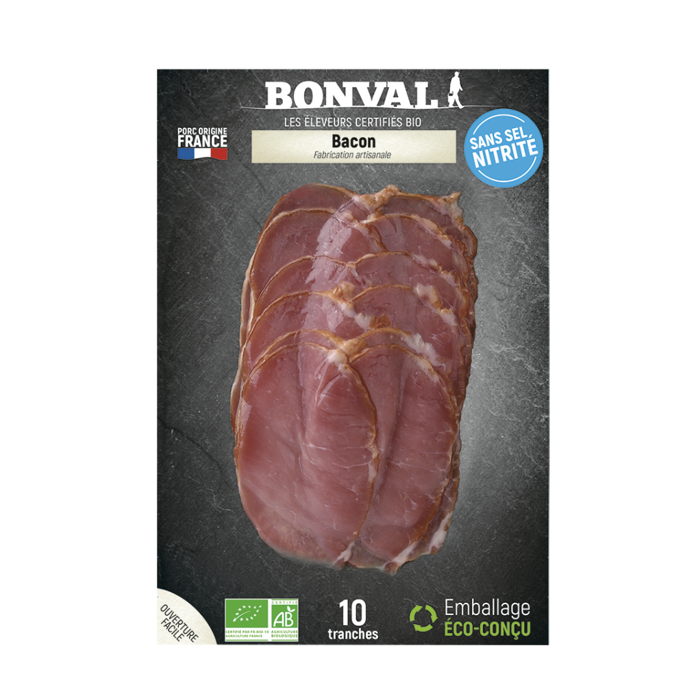Bacon sans nitrites bio - 10 tranches