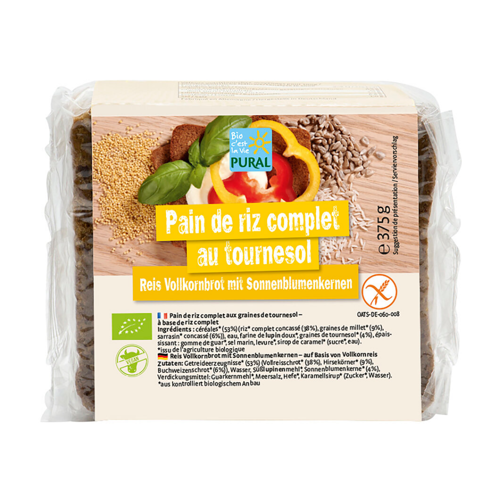 Pain complet riz & graines de tournesol sans gluten bio