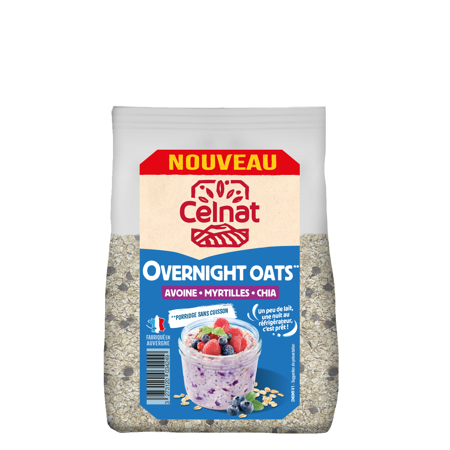 Porridge "overnight oat" myrtilles bio