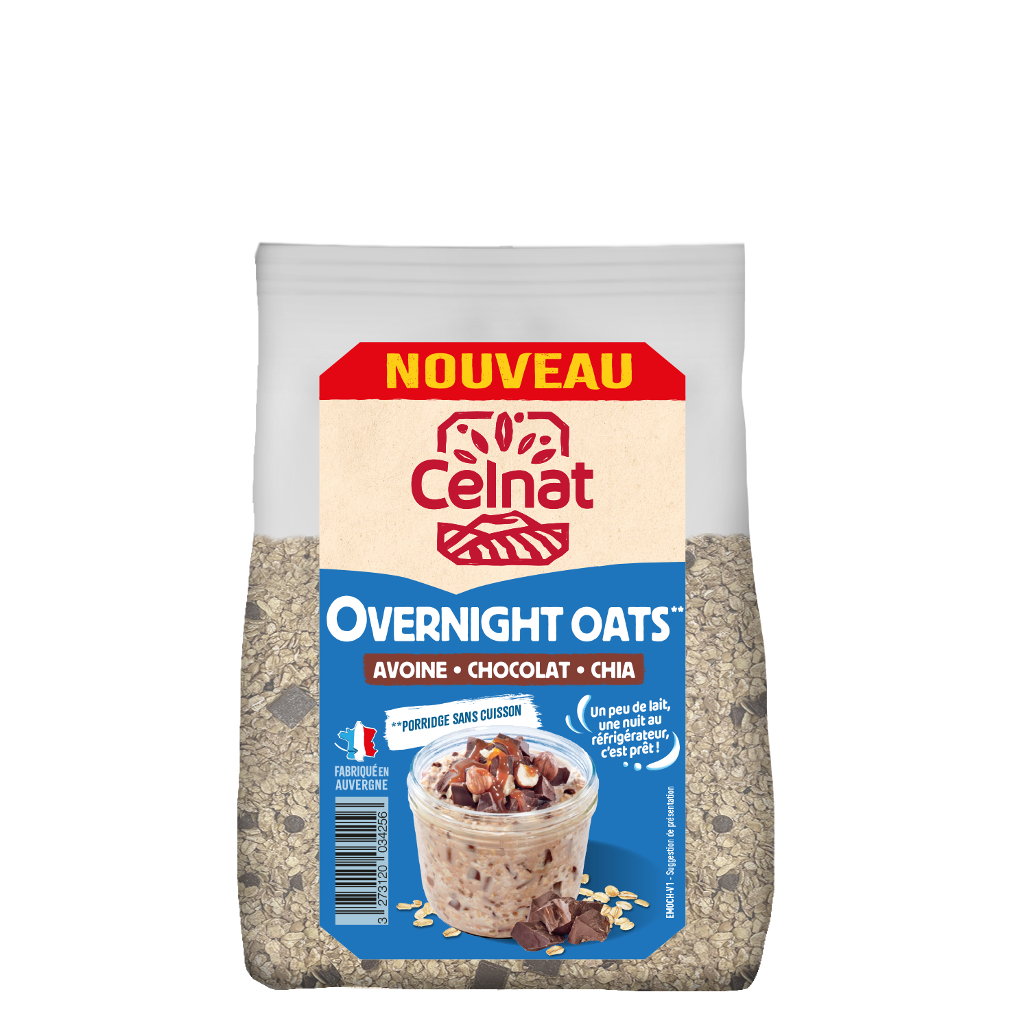 Porridge "overnight oat" chocolat bio