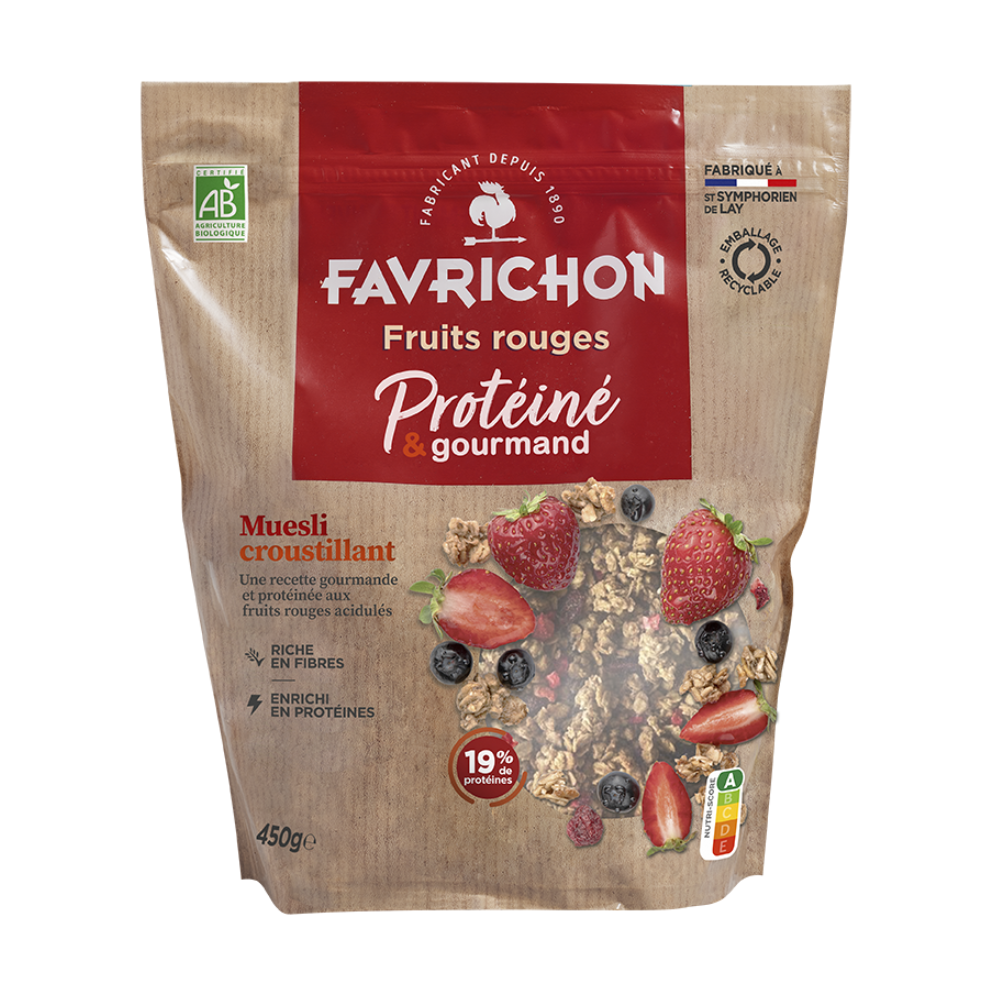 Muesli croustillant protéiné fruits rouges bio