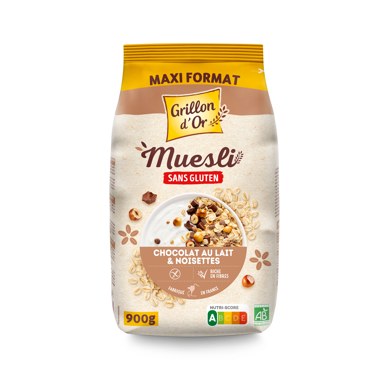 Muesli chocolat au lait noisettes sans gluten bio