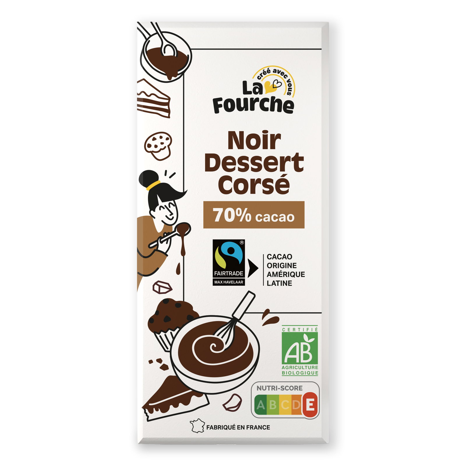 Chocolat noir dessert corsé 70% bio et équitable