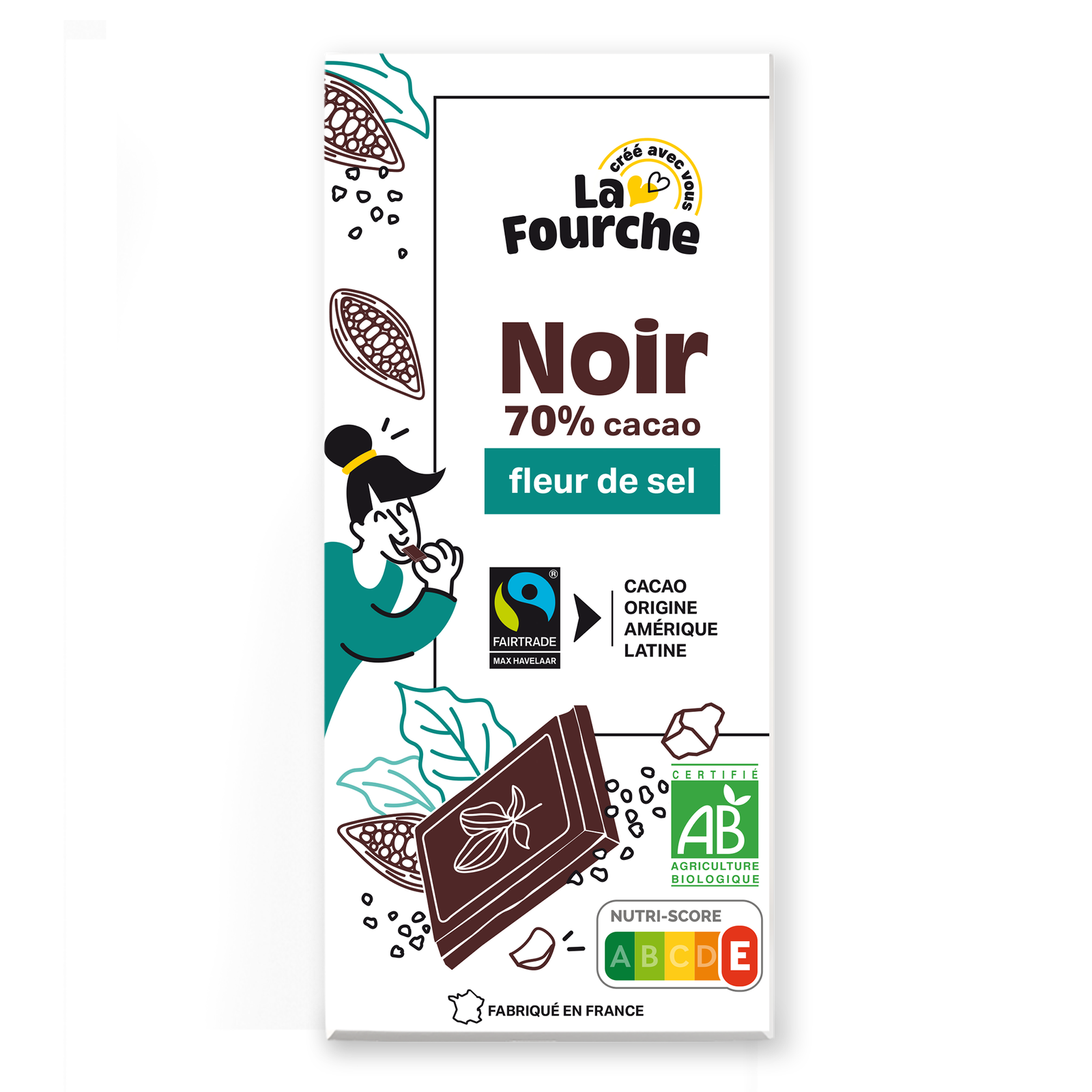 Chocolat noir 70% à la fleur de sel bio et équitable