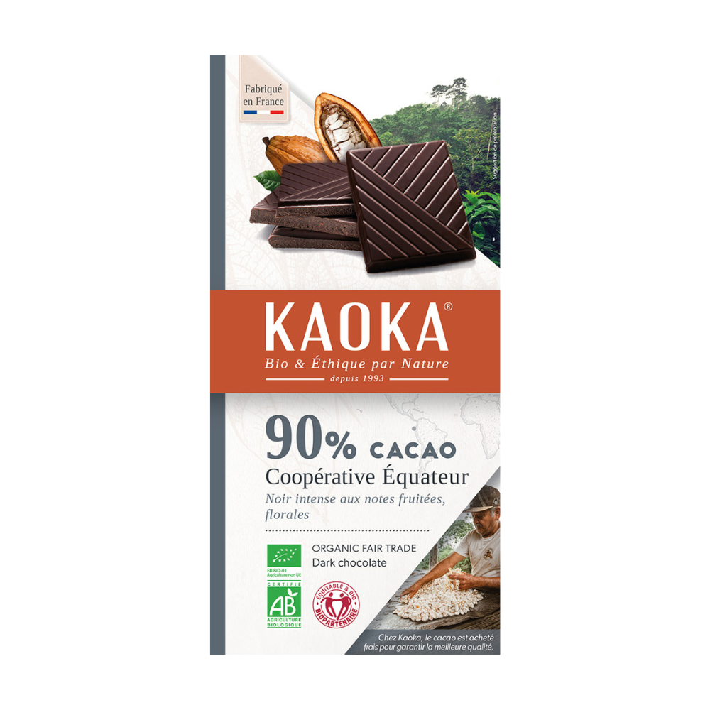 Tablette chocolat noir 90% équateur bio et équitable