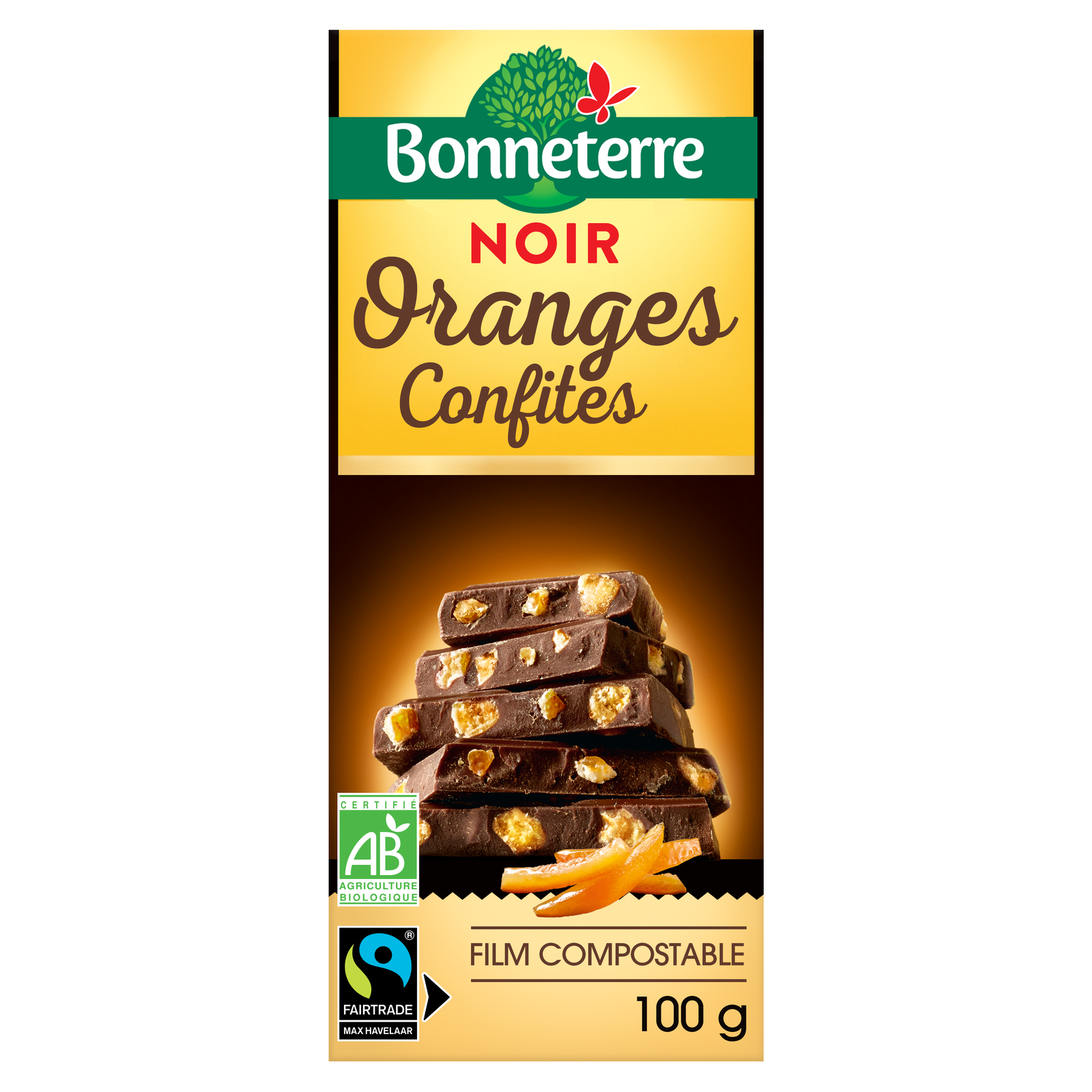 Chocolat noir oranges confites bio et équitable