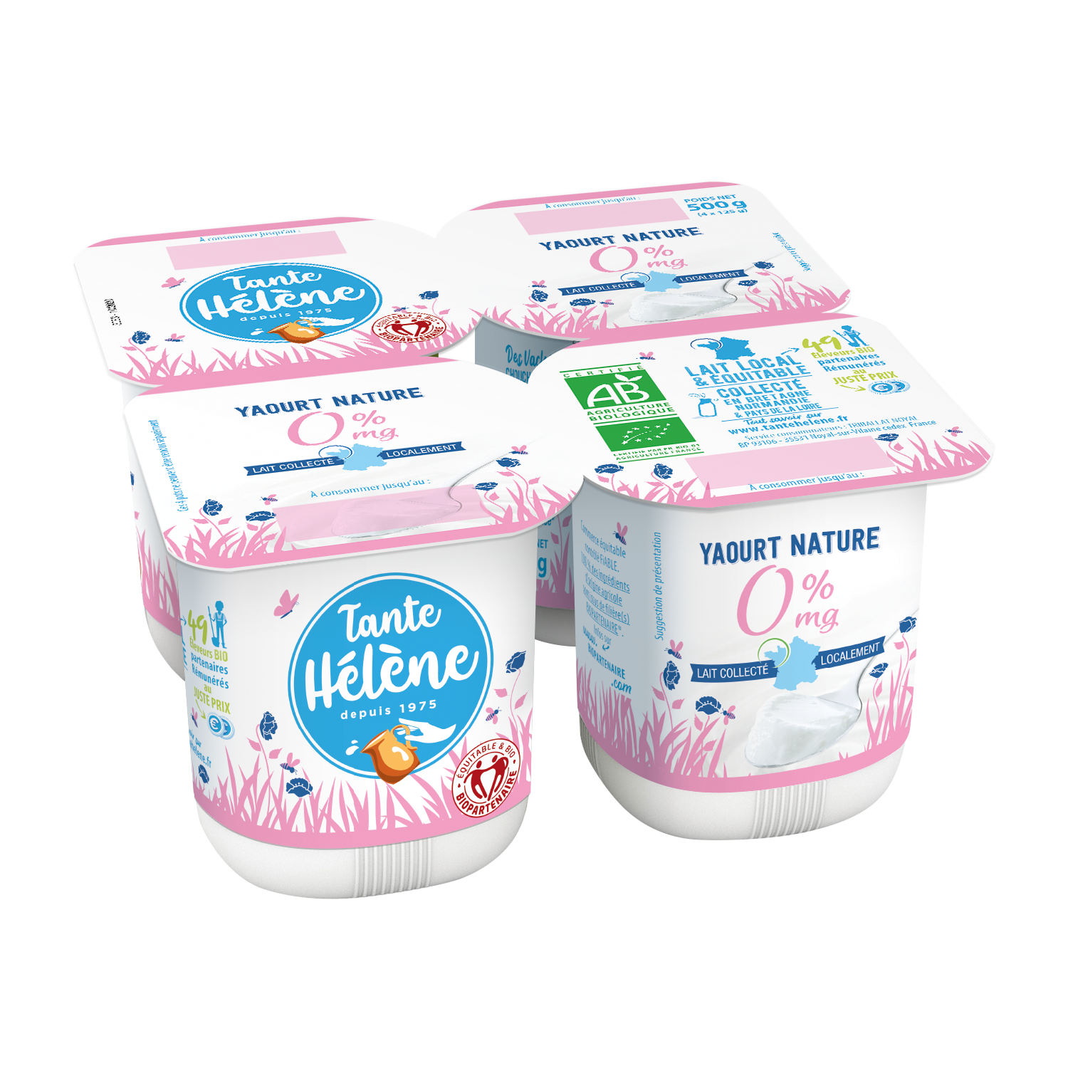 Yaourt nature 0% bio et équitables x4